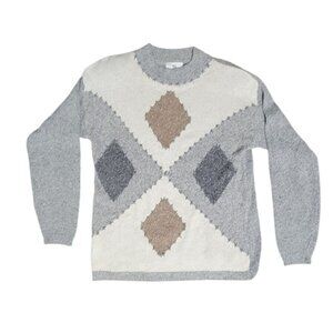 Vtg Womens Silk Angora Argyle Sweater Large Luxe Lagen Money Preppy Casual Weste